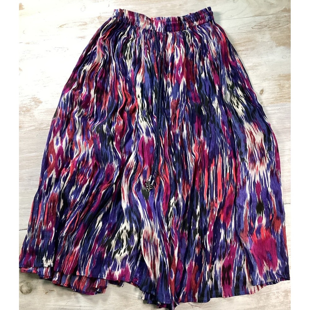 Maxi Skirt Purple Blue White Wavy Lines Women's Large
